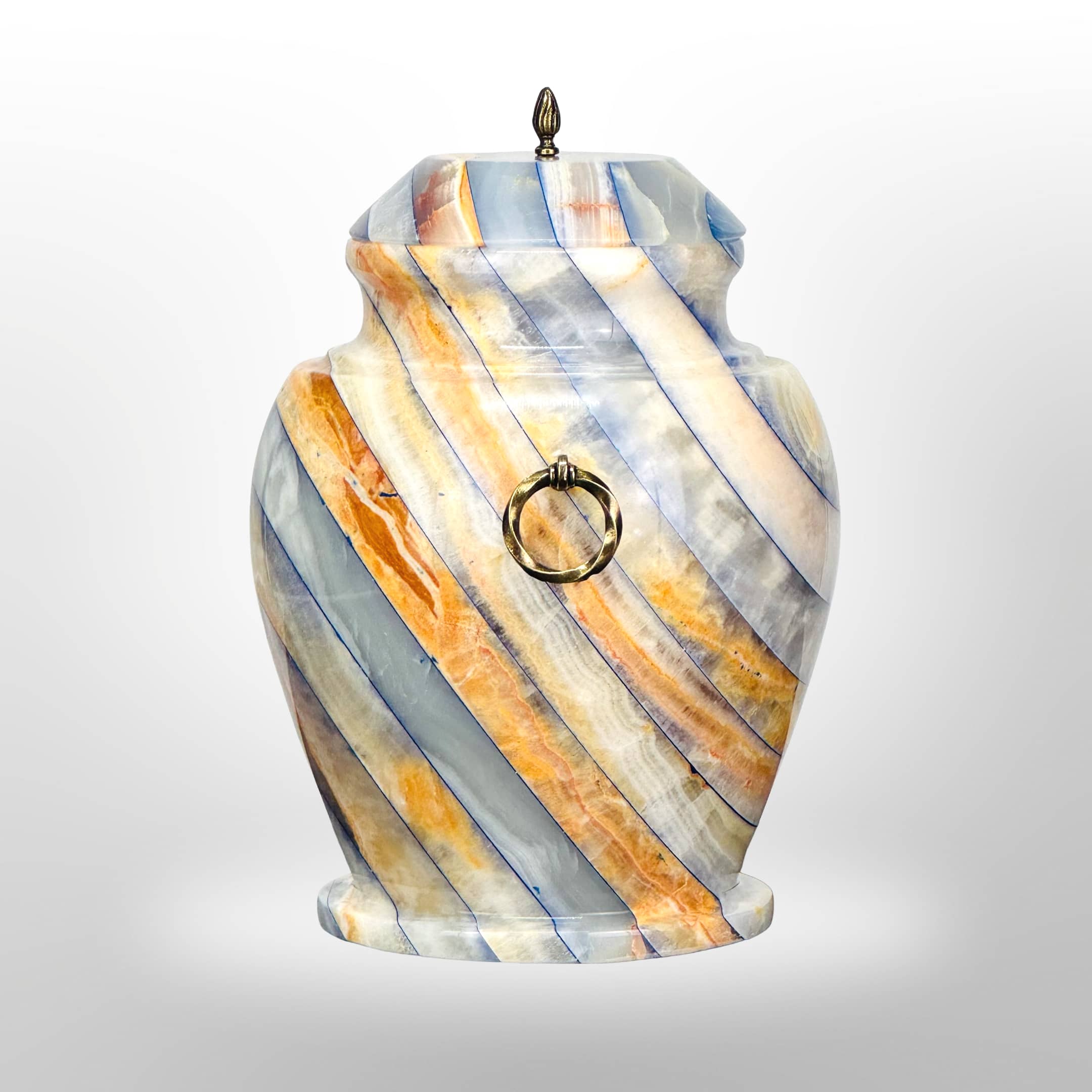 Steinurne aus Onyx mit Griffen – Blau-Gelb