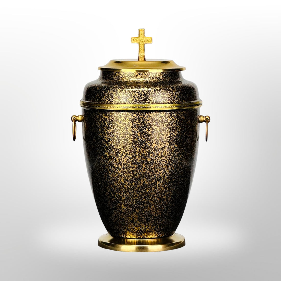 Urne Bronze-Optik mit goldenem Kreuz