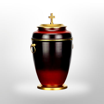 Urne Rot-Schwarz mit goldenem Kreuz – 3,5 l