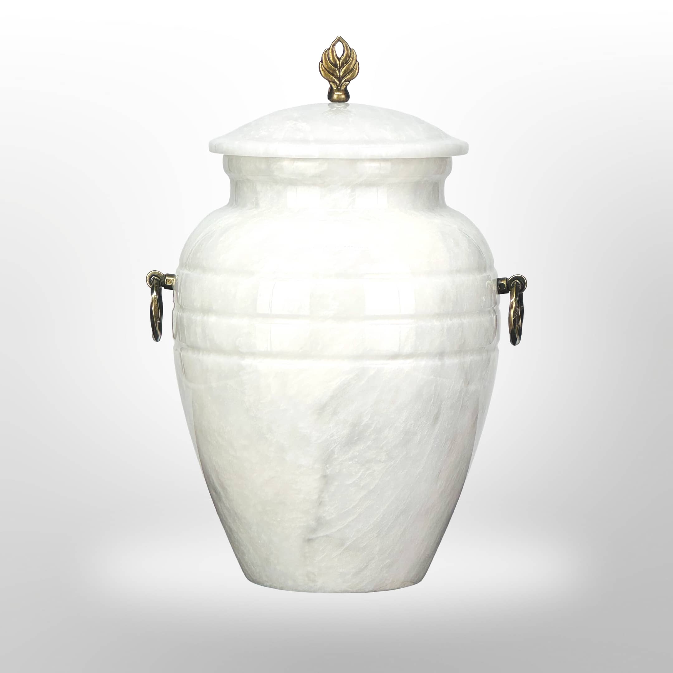 Weiße Naturstein Urne mit Griffen