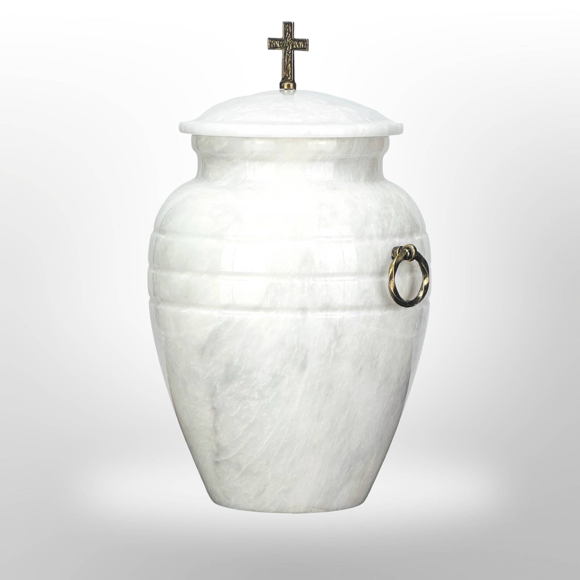 Weiße Naturstein Urne mit Griffen