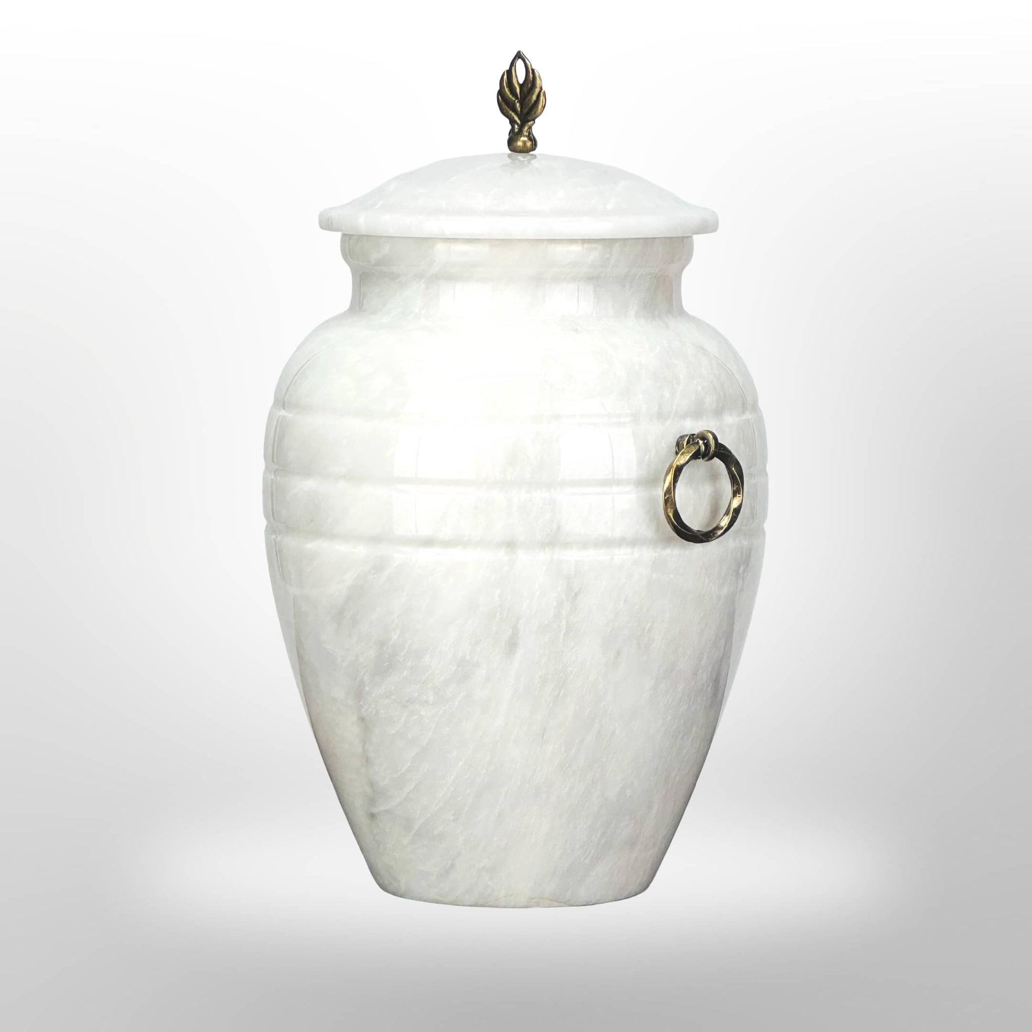 Weiße Naturstein Urne mit Griffen