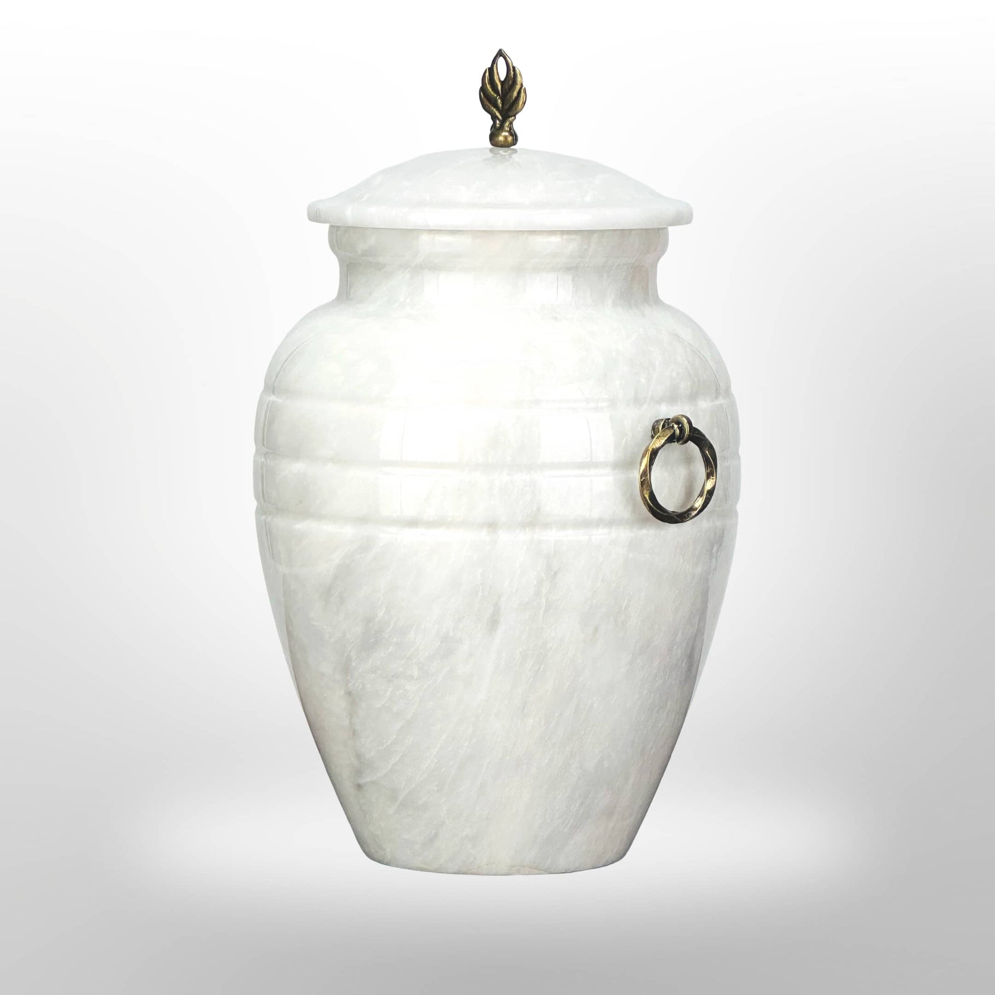 Weiße Naturstein Urne mit Griffen