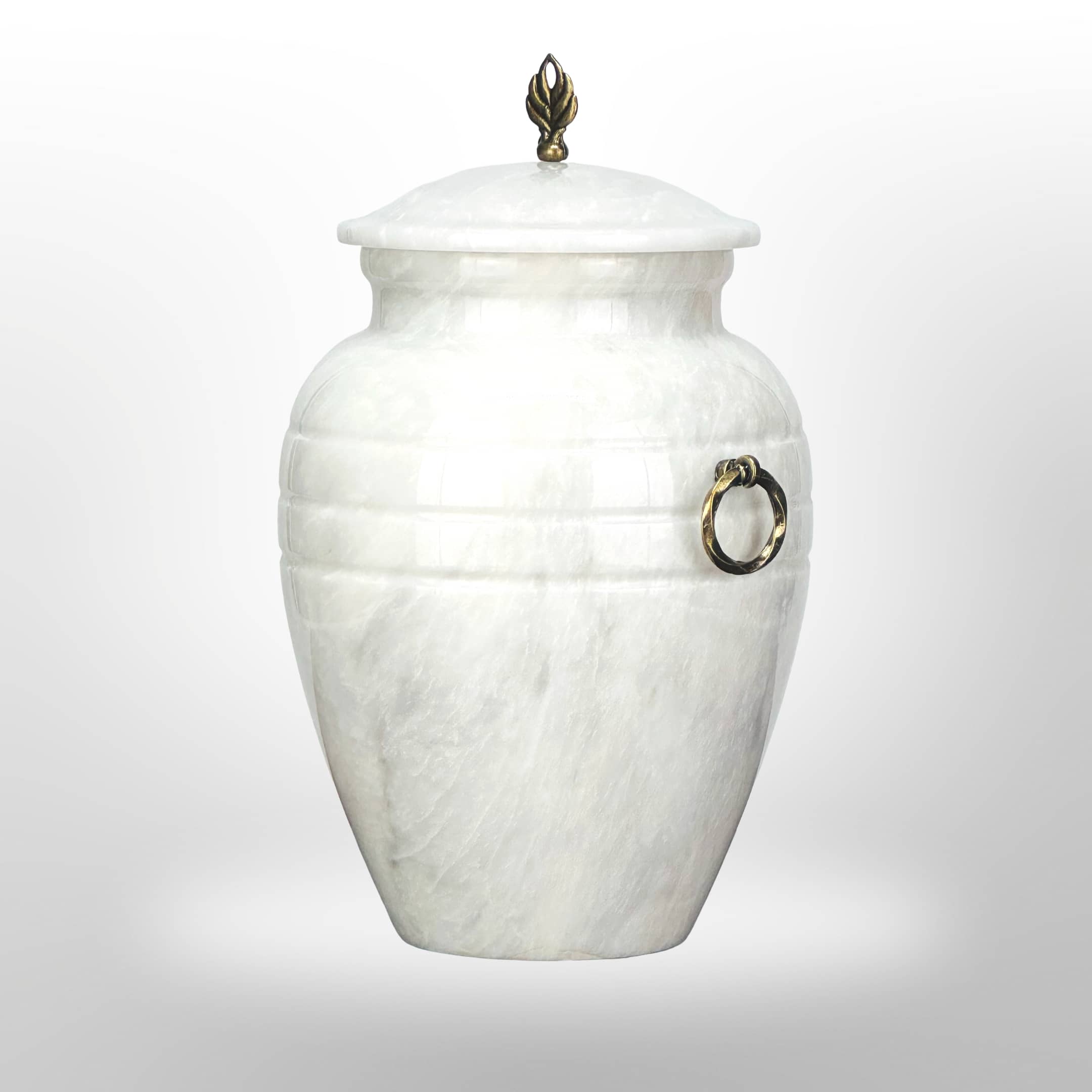 Weiße Naturstein Urne mit Griffen