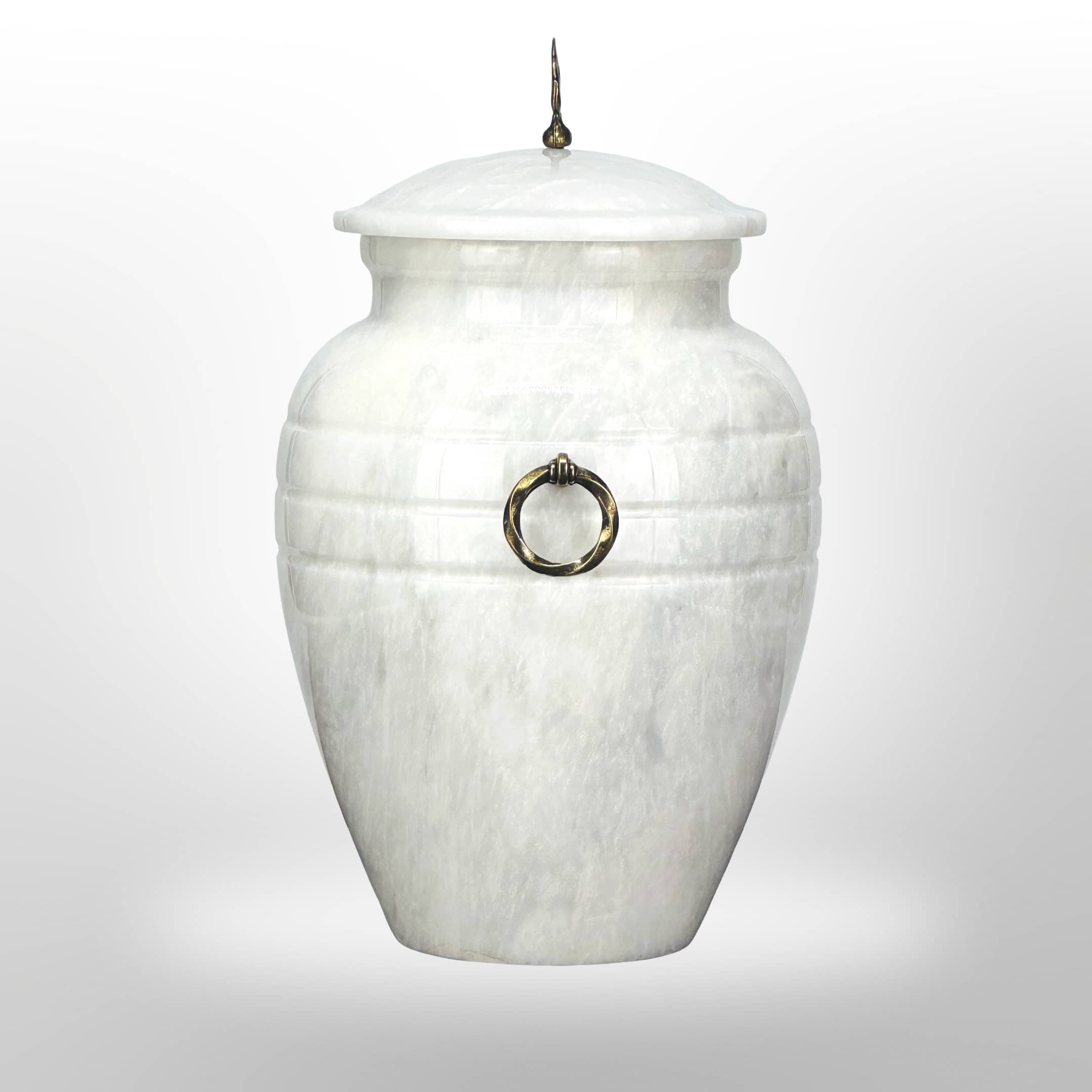 Weiße Naturstein Urne mit Griffen