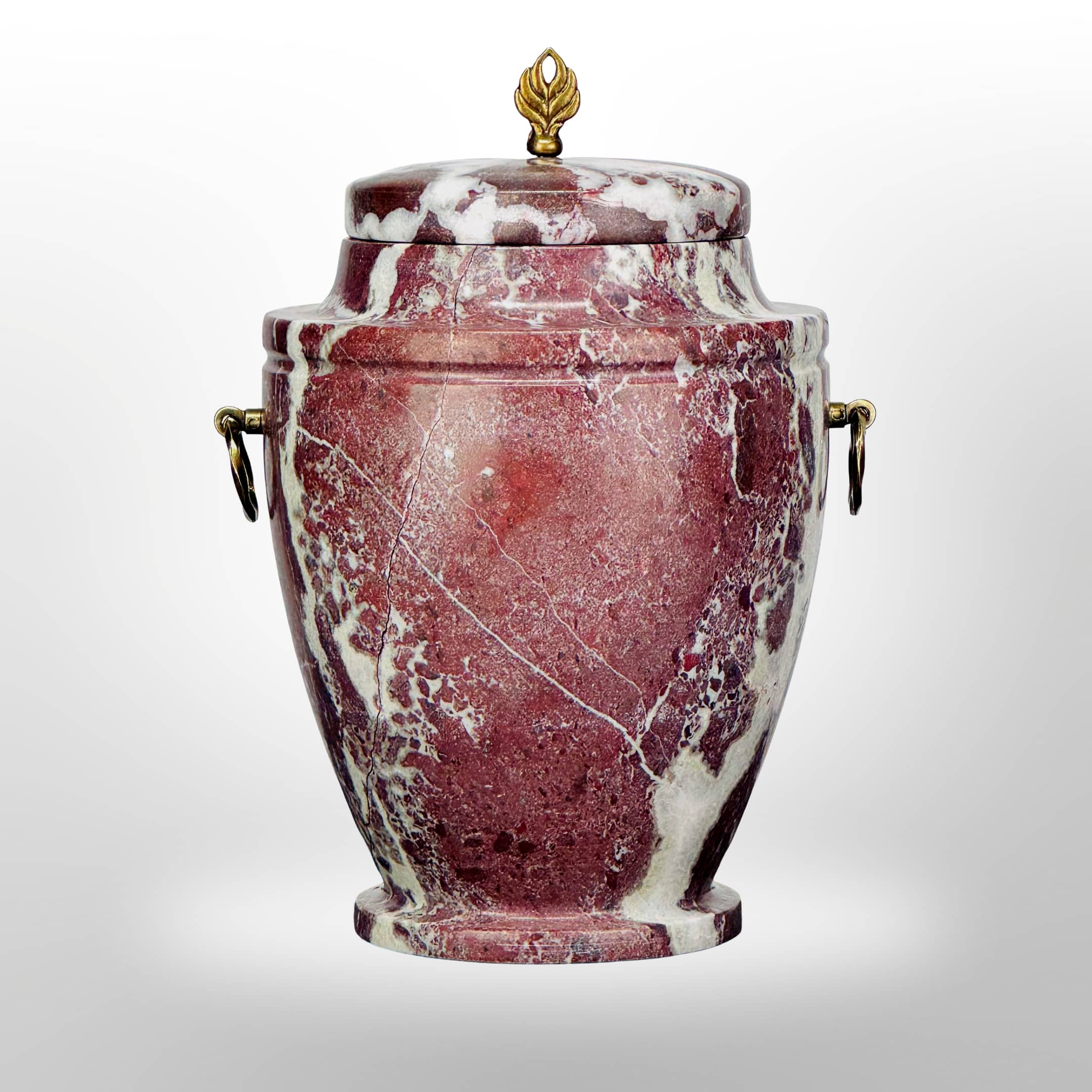 Rote Steinurne mit Griffen